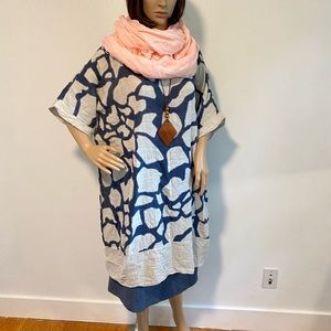 100% Italian Cotton Long Tunic or Dress Made in Italy sizes Large to XXL